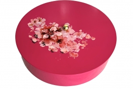Pink round  lacquer box hand painted with peach blossom